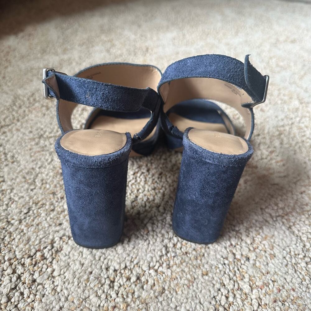 Banana Republic Blue Suede Block Heel Strappy Sandals Womens 6.5 - Picture 5 of 8
